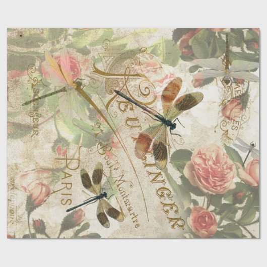 libellen en Rozen ontkoppelen Cadeaupapier (Vlak)