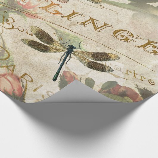 libellen en Rozen ontkoppelen P Cadeaupapier (Hoek)