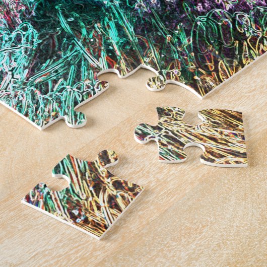 libellen en vlinders neon floral legpuzzel (Zijkant)