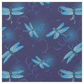 Libellen en wervelingen patroon in Midnight Blue Stof (Close Up)