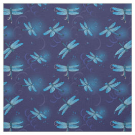 Libellen en wervelingen patroon in Midnight Blue Stof