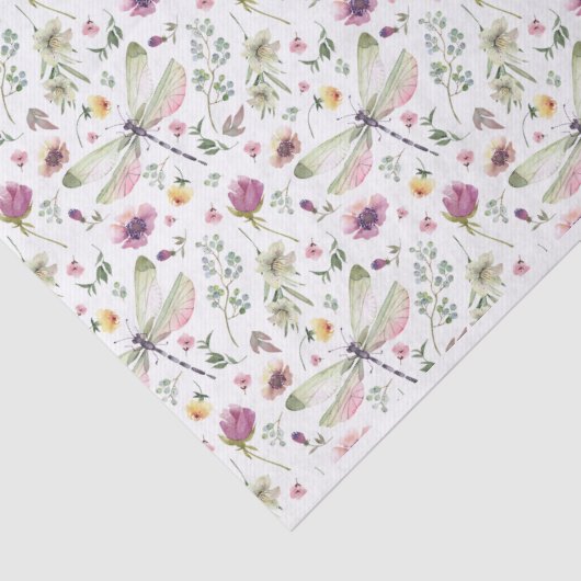 Libellen en wilde bloemen tissuepapier (Detail)