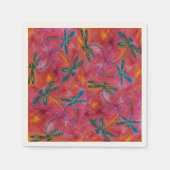 Libellen fladderen heet fuchsia roze servet (Voorkant)
