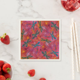 Libellen fladderen heet fuchsia roze servet