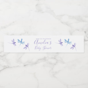 Libellen Handgeschilderde Baby Shower Waterfles Etiket