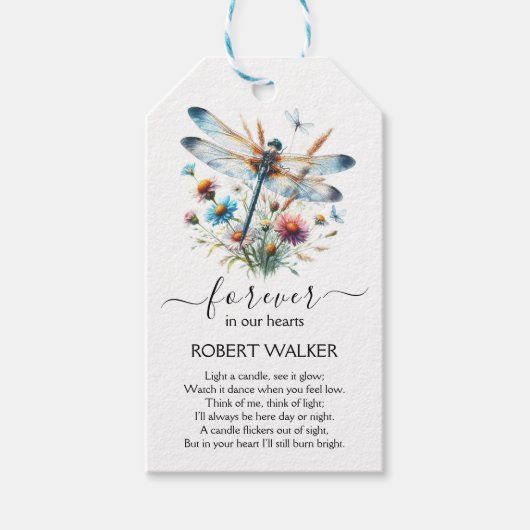 Libellen-herdenkingsgunstlabels Cadeaulabel (Voorkant)