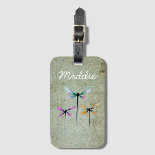  libellen illustratie waterverf bagagelabel (Voorkant (verticaal))