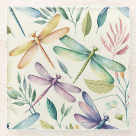   LIBELLEN IN BLAUW GROEN GEEL GLAZEN ONDERZETTER