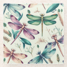   LIBELLEN IN BLAUW GROEN GEEL GLAZEN ONDERZETTER