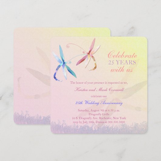 Libellen Koppel 25-jarig Huwelijksjubileum Kaart (Voorkant / Achterkant)