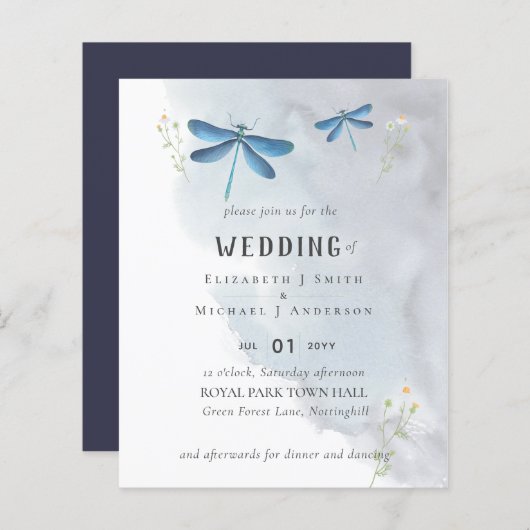 Libellen Magische Waterverf HUWELIJK Uitnodiging (Voorkant / Achterkant)