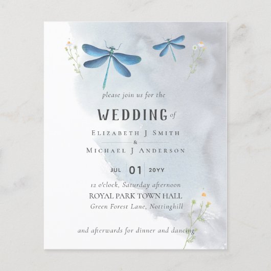 Libellen Magische Waterverf HUWELIJK Uitnodiging (Voorkant)