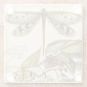 libellen met bladeren en vruchten glazen onderzetter (Achterkant)