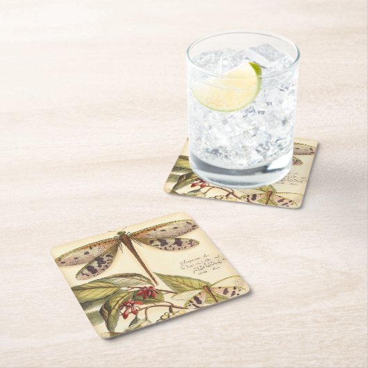 libellen met bladeren en vruchten kartonnen onderzetters (Insitu)