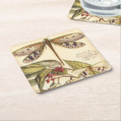 libellen met bladeren en vruchten kartonnen onderzetters (Schuin)