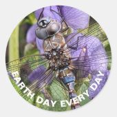 Libellen met blauwe ogen op Aardedag Ronde Sticker (Voorkant)