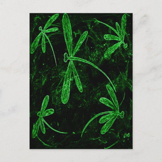 Libellen Neon Groen Briefkaart (Voorkant)