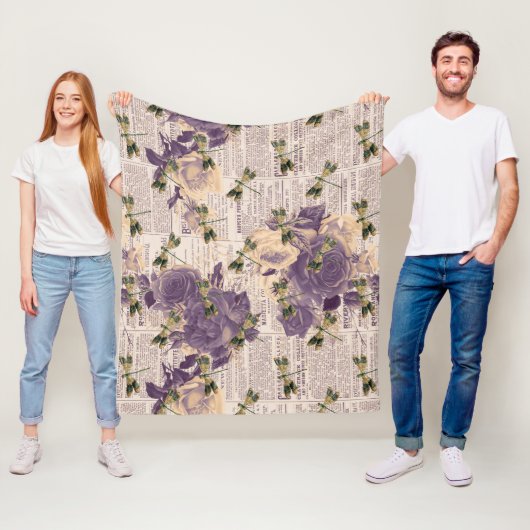 libellen Ontwerp 6 van de Reeks Fleece Deken (In situ)