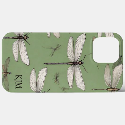 libellen op Sage Green Monogram Case-Mate iPhone Case (Achterkant (horizontaal))