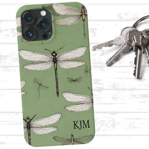  libellen op Sage Green Monogram Case-Mate iPhone Case