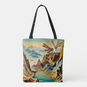 Libellen over prehistorisch landschap tote bag (Achterkant)