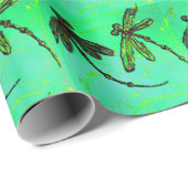 Libellen Prachtige groene & turquoise twist Cadeaupapier (Rol Hoek)