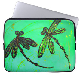 Libellen Prachtige groene & turquoise twist Laptop Sleeve
