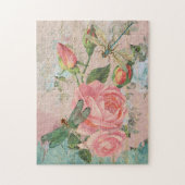 Libellen Rozen en gouden handschrift Ephemera Legpuzzel (Verticaal)