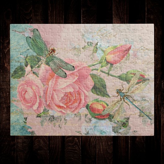 Libellen Rozen en gouden handschrift Ephemera Legpuzzel