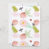 Libellen Rozen Waterverf Tuin Verjaardag Kaart (Achterkant)