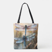 Libellen tussen de staarten en rietjes tote bag (Achterkant)