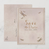 Libellen Vintage Libel Chic Save The Date Aankondigingskaart (Voorkant / Achterkant)