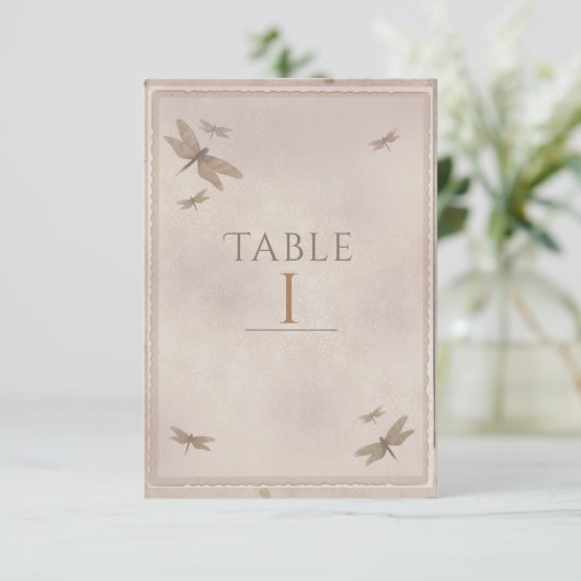 Libellen Vintage Libel Chic Tafelnummer (Staand voorkant)