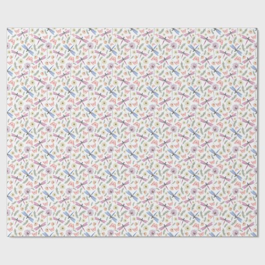 Libellen & vlinders inpakpapier (Vlak)