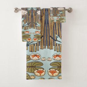 Libellen Waterlelies Moeras Art Nouveau Bad Handdoek