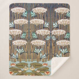 Libellen Waterlelies Moeras Art Nouveau Sherpa Deken