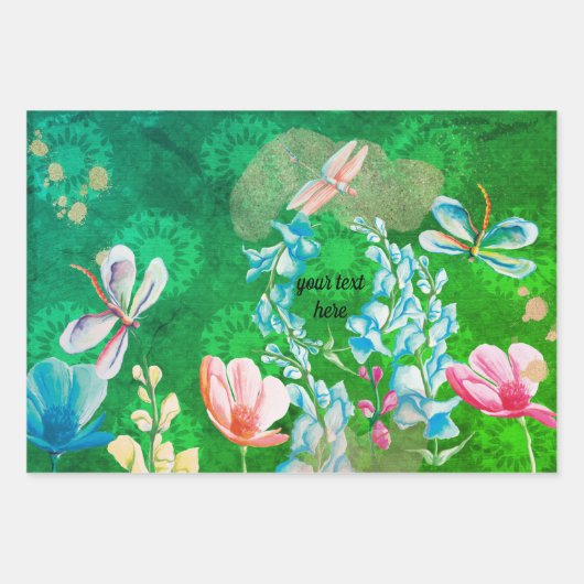 libellen waterverf set inpakpapier vel (Voorkant)