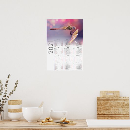 Libellenkalender 2021 Poster - zondag start (Keuken)