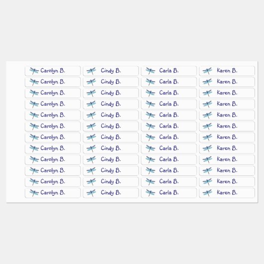Libellenlabels voor 4 kinderen optie labels (Vel)