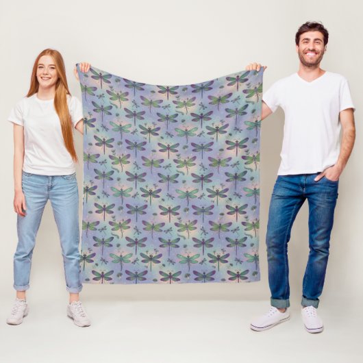 Libellenpatroon Fleece Deken (In situ)