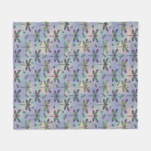 Libellenpatroon Fleece Deken (Voorkant (Horizontaal))