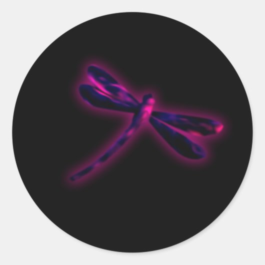 Libellenstickers - Magenta Gloed Ronde Sticker (Voorkant)