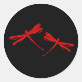 Libellenstickers - Rood Ronde Sticker