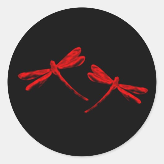 Libellenstickers - Rood Ronde Sticker (Voorkant)