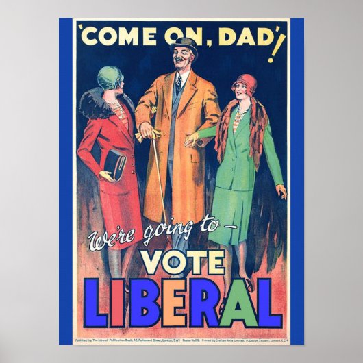  liberaal politiek 1929 kleurrijk poster (Voorkant)