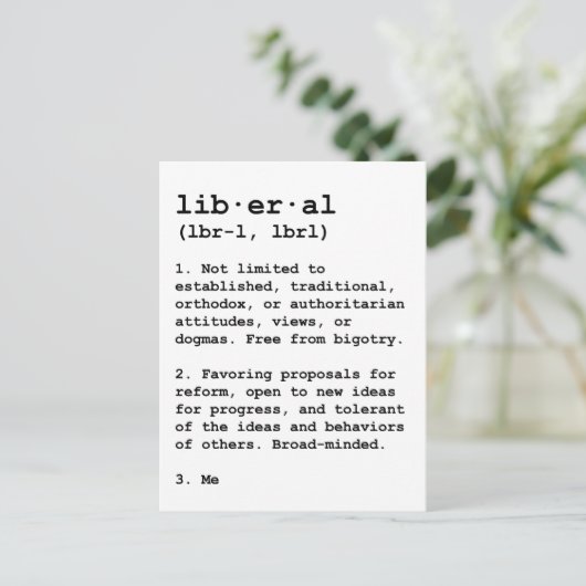 Liberal defined briefkaart (Staand voorkant)
