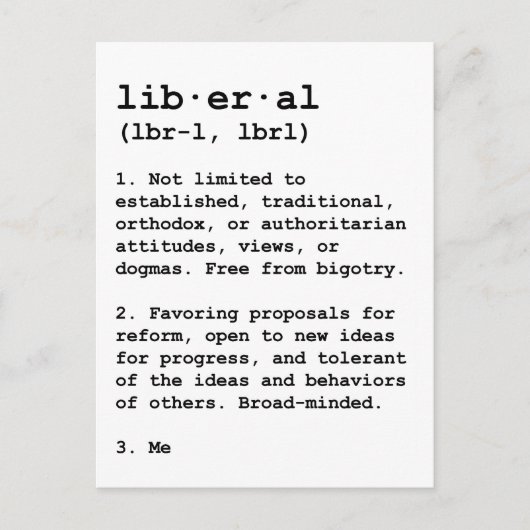 Liberal defined briefkaart (Voorkant)