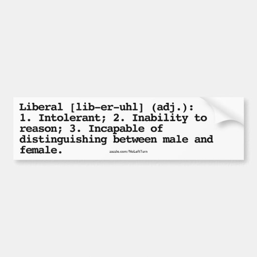 Liberal Definition Bumpersticker (Voorkant)