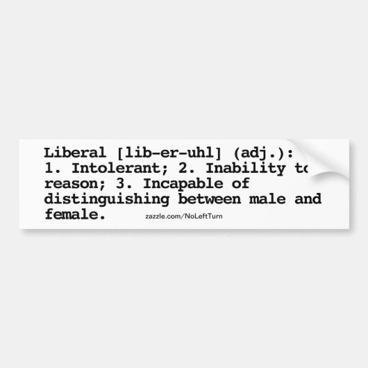 Liberal Definition Bumpersticker (Voorkant)