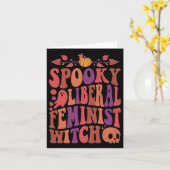 Liberal Feminist Witch Feminist Halloween Quotes Kaart (Gele Bloem)